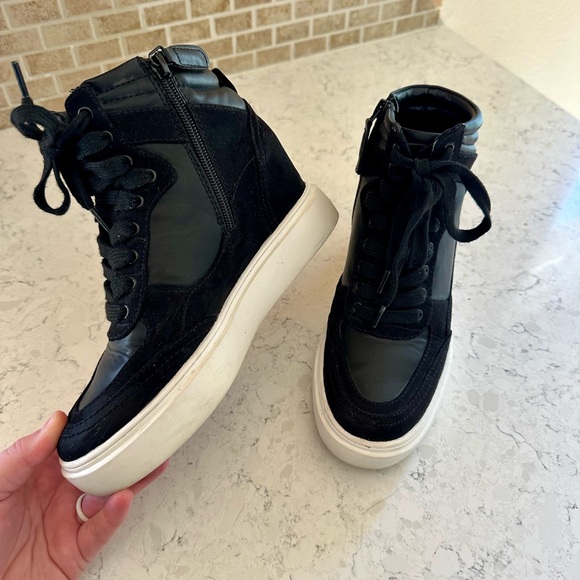 JLO Wedge High-Top Sneakers – Black – Size 6.5 - Picture 2 of 12